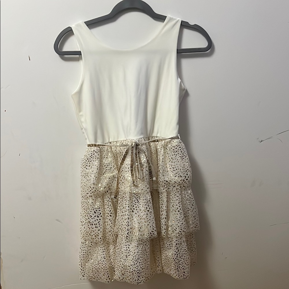 THE CHILDREN’S PLACE KIDS ELEGANT TIERED GOLD & CREAM DRESS SIZE 10/12